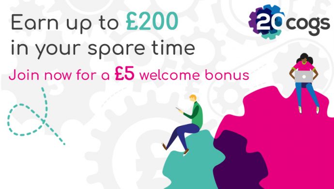 Get your £5 Welcome bonus with 20Cogs