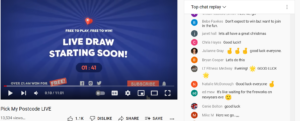 Screenshot of the Live Draw on YouTube as we waited for it to start