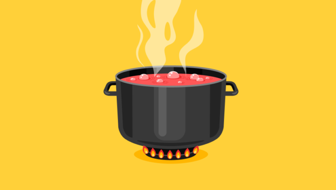 Illustration of a pot of boiling soup
