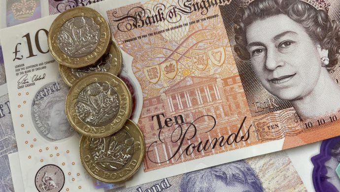 British pound coins and notes