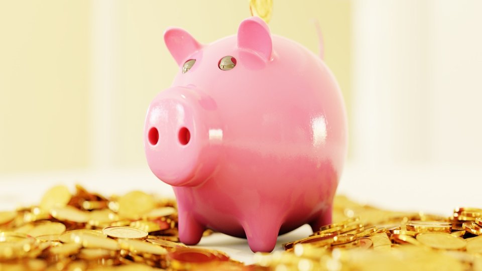 piggy bank on money