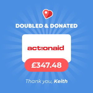 Pick My Postcode winner, Keith, donates to Actionaid charity