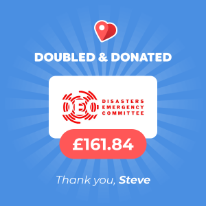 Pick My Postcode winner, Steve, donates to Disasters Emergency Committee charity