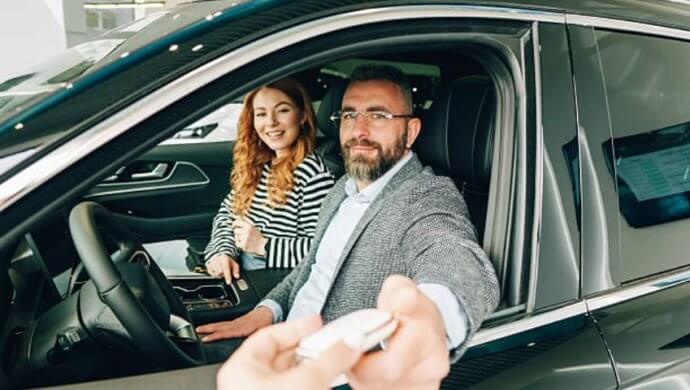 Man and Lady in a car